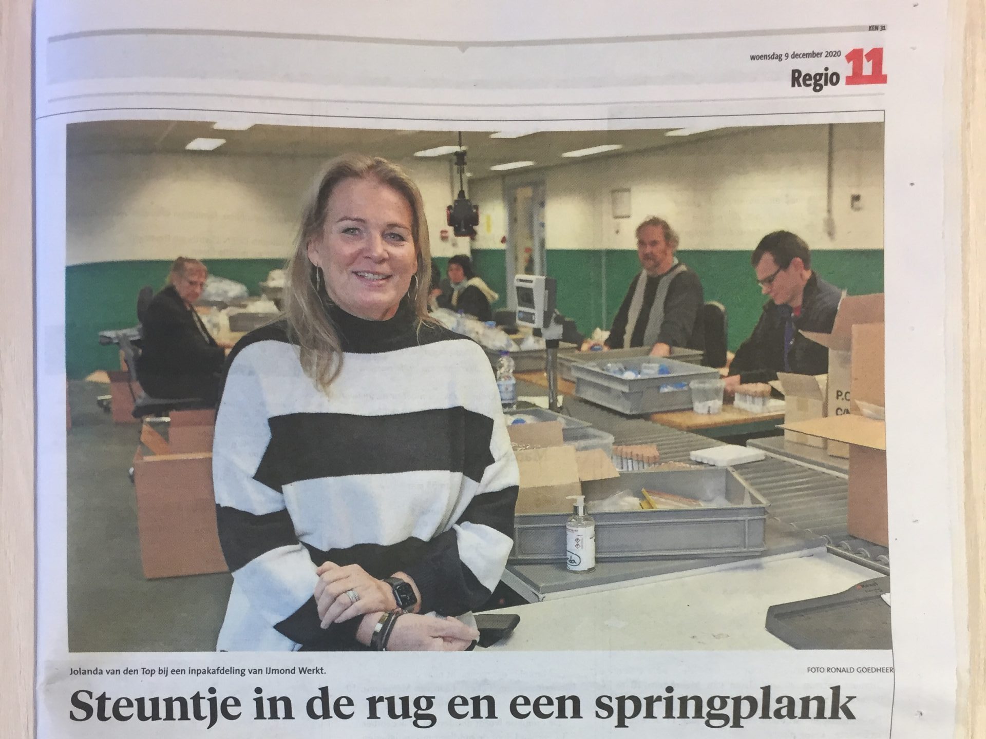 ‘Steuntje in de rug en een springplank’ | krantenartikel Dagblad Kennemerland 9-12-2020
