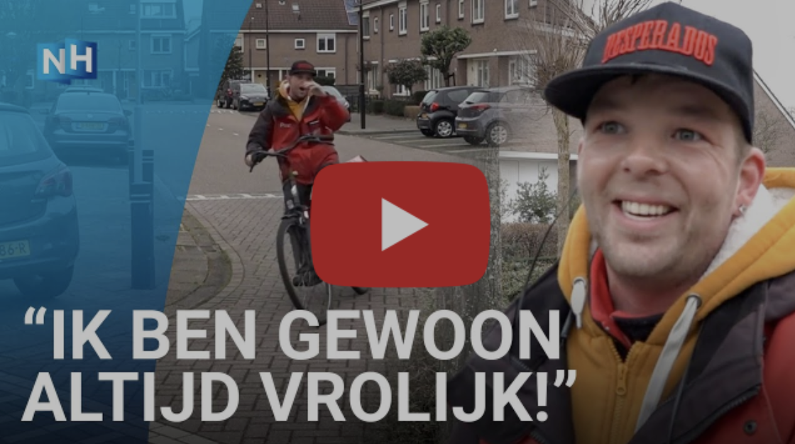 De vrolijkste postbode van de IJmond werkt via IJmond Werkt! bij Cycloon Fietskoeriers