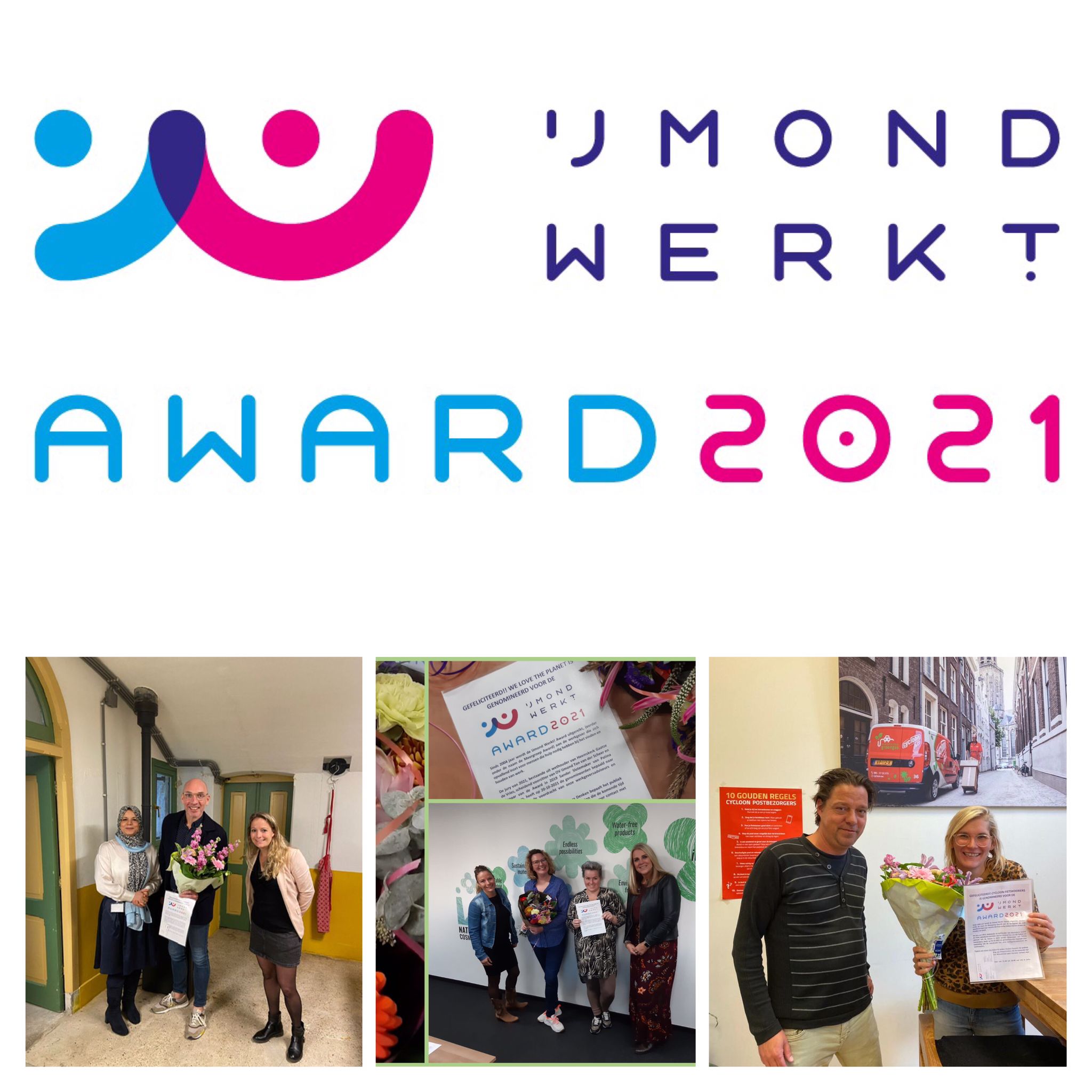 UITGESTELD NAAR 2022: Natural Cosmetics Holland, Bourgondisch Lifestyle en Cycloon Post en Fietskoeriers genomineerd voor IJmond Werkt! Award